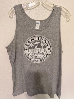 Gildan Tank Top Gray With White San Juan Design Womans L